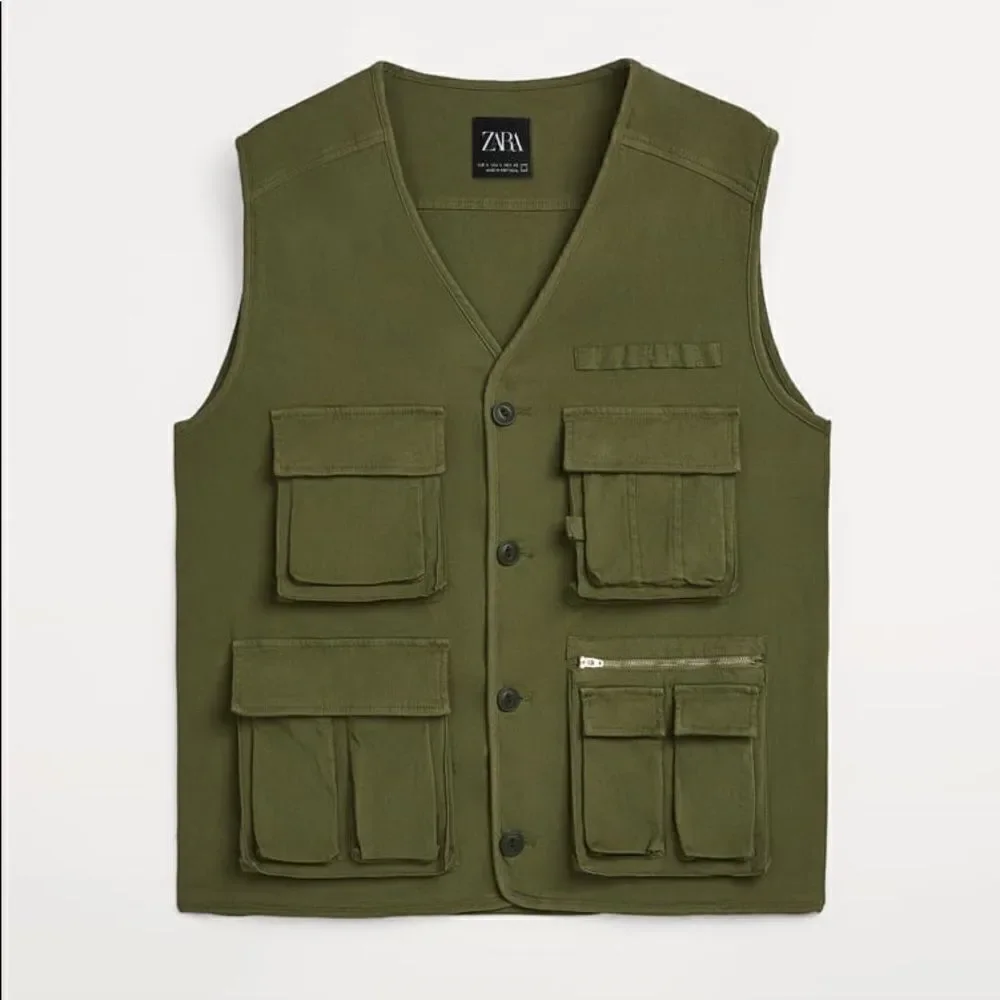 Zara Cotton Utility Vest New Medium